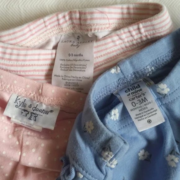 mixed brands 3-pack ruffle leggings bundle 3 months baby girl - Picture 2 of 12